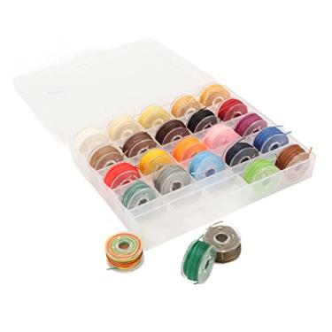 Imagem de Cabo de linha encerado 25 cores flexível macio material de poliéster forte para encadernação de livros tricô manual couro artesanato projetos DIY 0,65 mm de diâmetro com caixa de