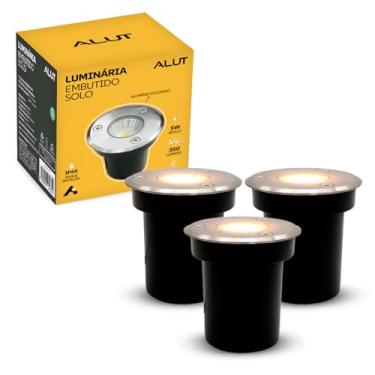 Imagem de Kit Luminaria de Chão Led Solo Embutir 5w ou 10w 3000k Branco Quente Bivolt Preto Fosco ou Escovado Alut By Avant (3, Aço Escovado, 5, Watts)
