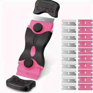 Imagem de Conjunto de ferramentas de raspador de remoção de cola, 5 lâminas de metal e 5 de plástico com raspador de dupla face para janelas, vidro, adesivos, etiquetas, resíduos adesivos e limpeza de fogão