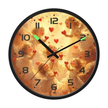 Imagem de SEHANY Lindo relógio de parede anjo silencioso sem tique-taque relógio redondo operado por bateria 30 cm controle de som luz noturna relógios de parede para sala de estar, cozinha, quarto, escritório