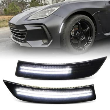 Imagem de FetonAuto Lente fumê luzes de LED brancas dinâmicas para Toyota GR86 Subaru BRZ 2022 2022 2023 2024 para-choque dianteiro, luz indicadora sequencial de fileira dupla