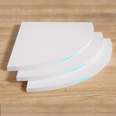 Imagem de MLUOVI Prateleira flutuante de canto, conjunto de 3 peças de prateleira de canto montada na parede, prateleiras de canto de 21 cm para quarto, sala de estar, banheiro e cozinha, prateleira de parede