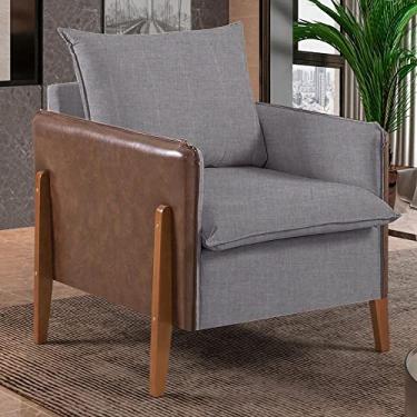 Imagem de Poltrona Monalisa Pés em Madeira Maciça Detalhe Corino