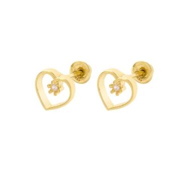 Imagem de Brinco Ouro 18k Coração com Zirconia Cores AN864-INCO - 750 Net OZ