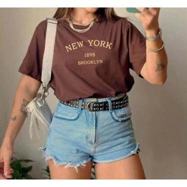 Imagem de T-Shirt Feminina Blusinha Casual Camiseta Básica Camisa Moda New York 