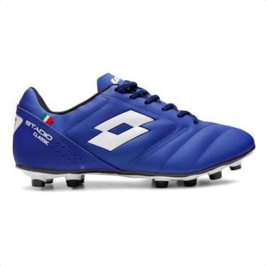 Imagem de Chuteira Campo Lotto Stadio Classic B700 Masculina, 44., Azul, Branco