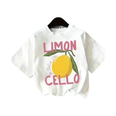 Imagem de Camiseta Casual Feminina De Manga Curta Com Ilustração De Limão, Estil