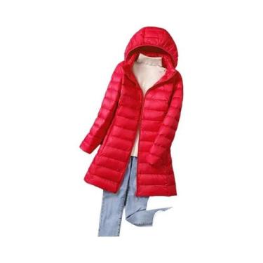 Imagem de Jaqueta Puffer Feminina Branca De Pluma De Pato X-long Com Forro Desta