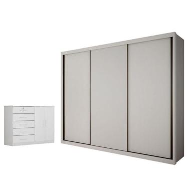 Imagem de Guarda Roupa Casal Palazzo E Cômoda Seul Neve - Novo Horizonte