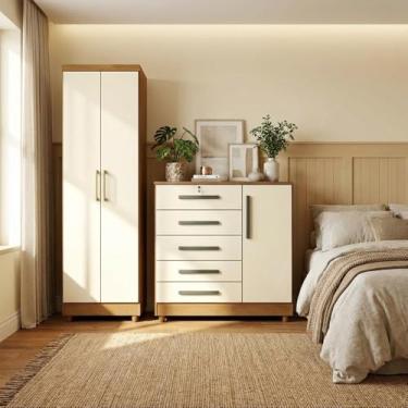 Imagem de Kit Quarto Completo com Cômoda e Armário Multiuso Moderno