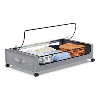Imagem de Container de Armazenamento Sob a Cama com Tampas e Rodas Recipientes Roupas Multifuncionais para Casa Dormitório Organizador Visível Gavetas Alça Port