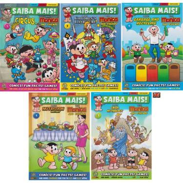 Imagem de Kit 5 Hqs Em Inglês Passatempos Infantis Educativos da Turma da Mônica