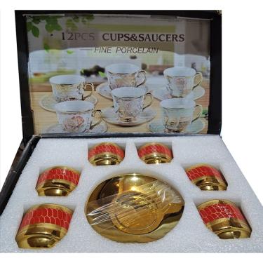 Imagem de Kit Mini Xicaras de Porcelana Cafe Expresso Luxx Red 12PC 80ml