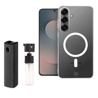 Imagem de Gshield Kit Capa Crystal Slim Transparente Compatível Com Magsafe em Acrílico para Samsung Galaxy S25 FE + Spray Limpa Telas Flex Portátil 12ml