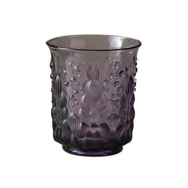 Imagem de Copos de vidro vintage, copos coloridos em relevo para uísque, cerveja, suco, coquetel, 7,5/311 g (roxo, pequeno)