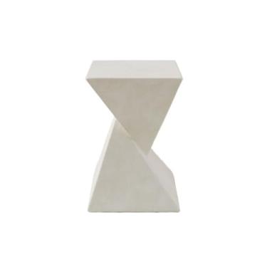 Imagem de Mesa lateral pequena de cimento moderno, design minimalista, varanda interna e externa, jardim, cafeteria, sala de estar, simples (branca)