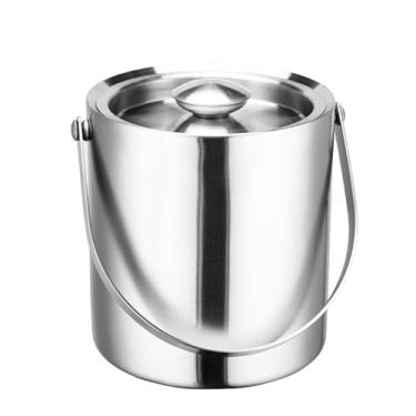 Imagem de Balde de gelo de aço inoxidável espesso Party com alça e tampa Banheira de vinho champanhe de camada dupla (pequena)