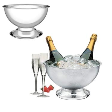 Imagem de Champanheira Linha Lyon Inox 6L com Separador 3 Garrafas e Coletor de Água Balde de Gelo Luxo Profissional 32x17cm