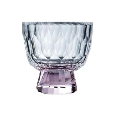 Imagem de Xícaras de chá pequenas de vidro transparente com pés coloridos, copo de degustação de chá em relevo de diamante, 48 g/50 ml (rosa)