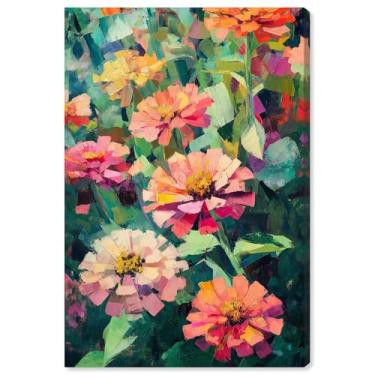 Imagem de Art Remedy Tela floral vibrante, 51 x 76 cm, envolvida em galeria, zinnias em flor I