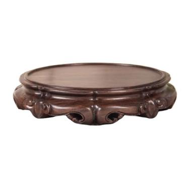 Imagem de Base de vaso circular bonsai ébano suporte de base para vaso de flores candeeiro de mesa suporte de bule de chá (GG)