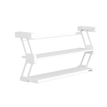 Imagem de Reforçado Rack de armário de cozinha dobrável suspenso, organizador de aço inoxidável multicamadas com amortecimento de buffer(Silver 700mm)