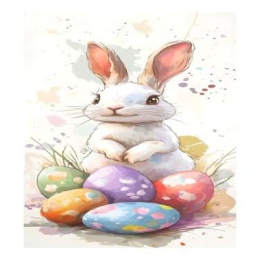 Imagem de Qilmy Capa magnética para máquina de lavar louça, ovos de páscoa e coelhos fofos, 58 x 66 cm, capa decorativa para geladeira para porta frontal, adesivo, máquina de lavar, painel de geladeira