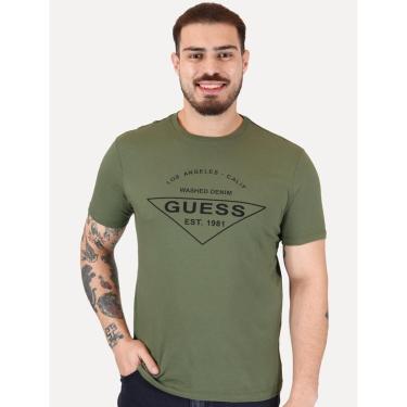 Imagem de Camiseta Guess Masculina Logo Washed Denim Verde Militar-Masculino
