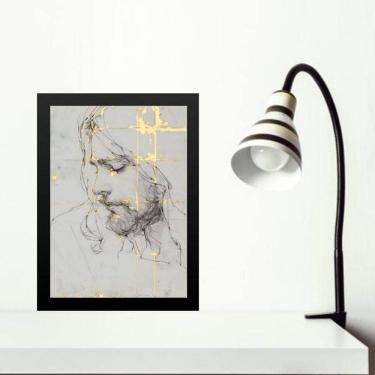 Imagem de Quadro Minimalista Jesus Abstrato - Mármore 45X34Cm