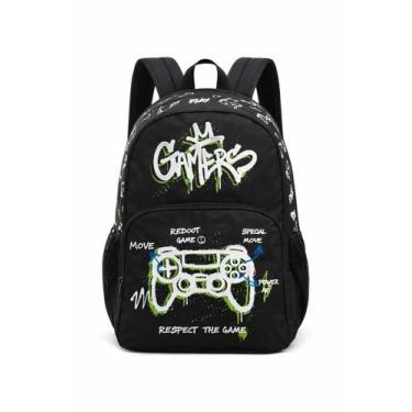 Imagem de Mochila Escolar De Alças Gamers 3 Bolsos Joystick Denlex