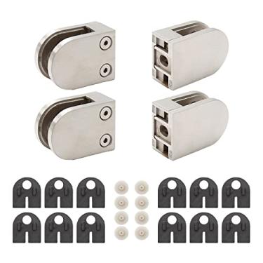 Imagem de Suportes de prateleira de vidro aço inoxidável 304 acabamento escovado suporte de vidro plano 4 peças grampos para suporte de vidro temperado 1/7.6 cm-1/2