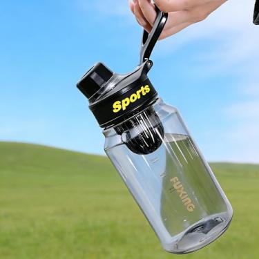 Imagem de Garrafa de água portátil de verão esportiva de grande capacidade com filtro de chá adequada para viagens (preto-750 ml)