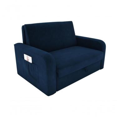 Imagem de Sofá Cama Daiane 2 Lugares Com Baú Suede Azul Matrix