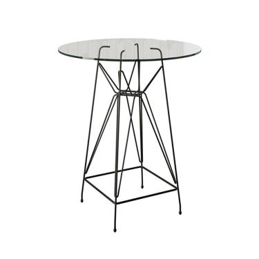 Imagem de Mesa Bistrô Alta Vidro 60Cm Base Ferro Preto Cor: Branco