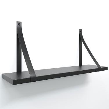 Imagem de Prateleira Em Mdf Preto 50x15cm Com Alça Cor Preto