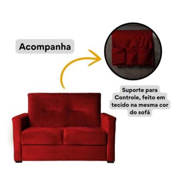 Imagem de Sofá Pequeno 2 Lugares 1,35 Porta Controle No Braço Alice Bebe Rosa Bebe