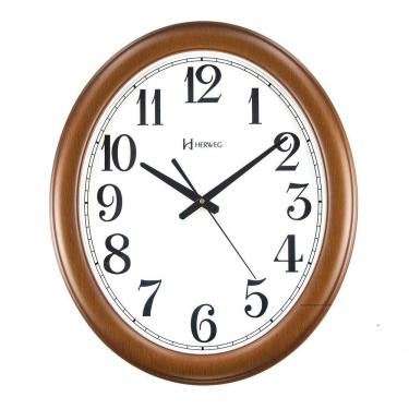 Imagem de Relógio Parede Herweg Grande 50cm Ipê Silencioso 4601 Ipê