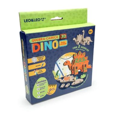 Imagem de Quebra Cabeça Dinossauro Em 3D 18 Peças, 2 Dinossauros, 8