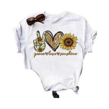 Imagem de Camiseta Preta Com Estampa De Borboleta E Girassol Kawaii Para Mulhere