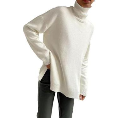 Imagem de Suéter de malha solta de gola alta para mulheres - J-One