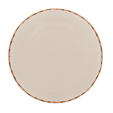 Imagem de Jogo 2 Pratos Rasos De Porcelana Branco Borda Bambu 27cm Lyor