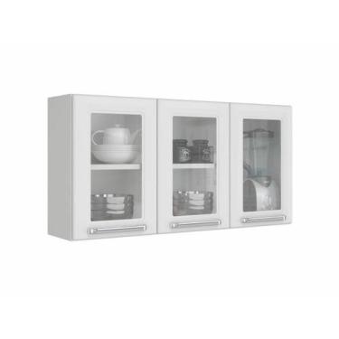 Imagem de Armario Aéreo c/Vidro Cozinhas Itatiaia Luce - 3 Portas - Branco