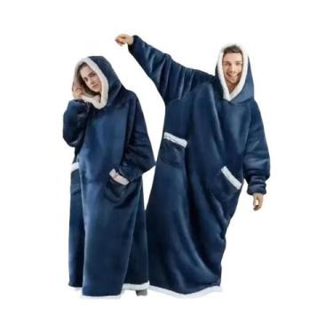 Imagem de Manta De Flanela Super Longa De 180cm Com Capuz Para Mulheres E Homens
