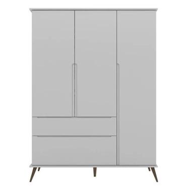 Imagem de Guarda Roupa Infantil 100% Mdf 3 Portas Pés Retrô Melinda Cinza - Phoe