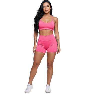 Imagem de Conjunto Top Alça Fina Sem Bojo e Short Suplex Serra e Mar Treino Academia Moda Fitness Musculação-Feminino
