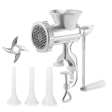 Imagem de Máquina Moedor De Carne Manual Alumínio Nº 10 Com Funil Para Linguiça 