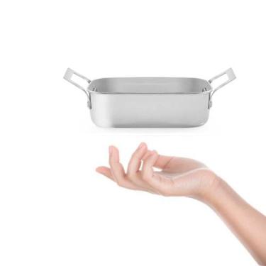 Imagem de Travessa Mini Alça Inox Couvert Servir Entradas Buffet 780ml - GOURMET
