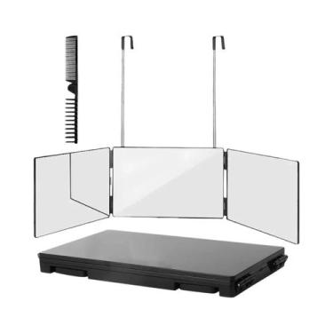 Imagem de Espelho De Maquiagem Portátil 360 Trifold Com Gancho Telescópico Ajust