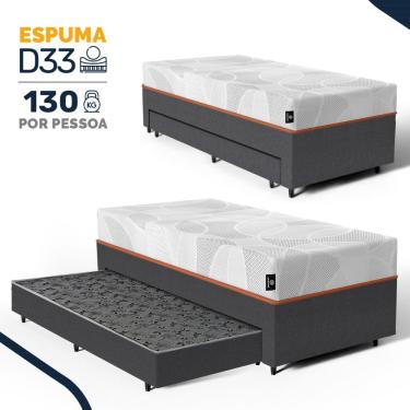 Imagem de Cama Box com Colchão de Espuma D33 Enrolado Sonno Full - Umaflex + Auxiliar de Molas Solteiro 88cm