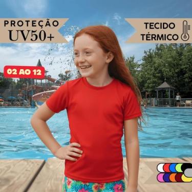 Imagem de Camisa Térmica Infantil Menina Manga Curta Proteção Solar Segunda Pele